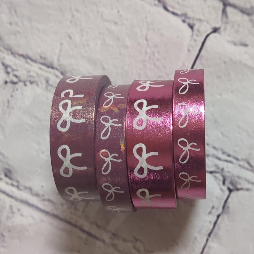 Simply Gilded Washi, Metallic & Holographic Shatter Background with White Bows